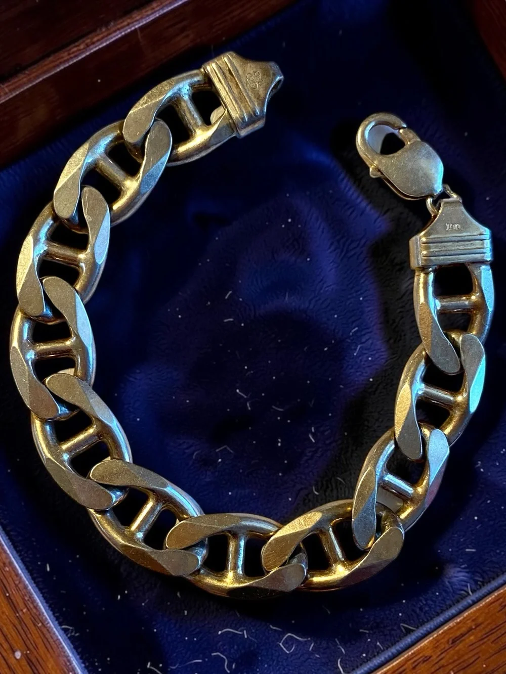 Estate MENS Sterling Silver 925 HEAVY 1/2” Wide MARINER Gucci Link 8.5” Bracelet